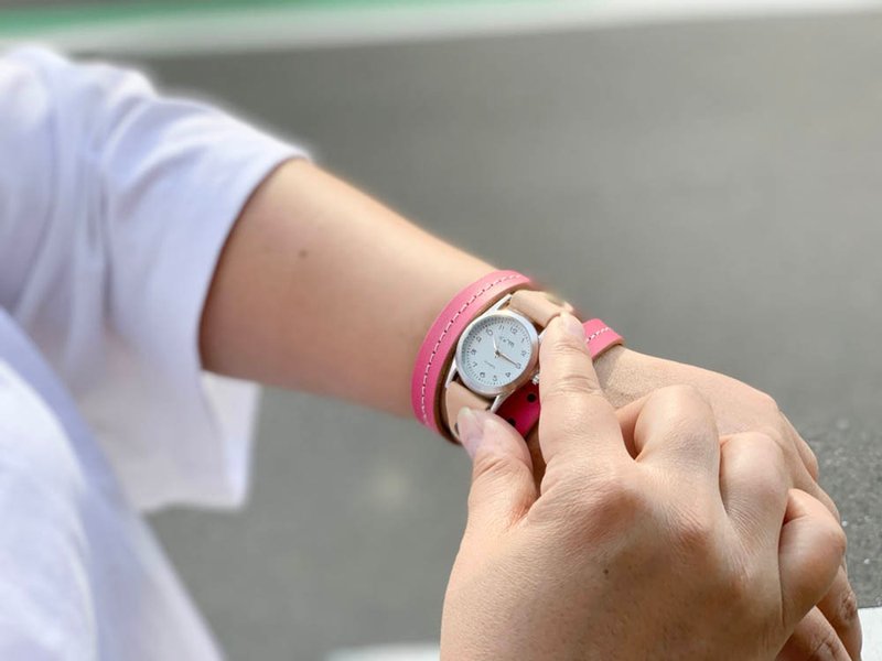 ROLL I want to use it well Pounding pink roll-up watch Round and round, Makiki RUW-PPWW-W - 女表 - 真皮 粉红色