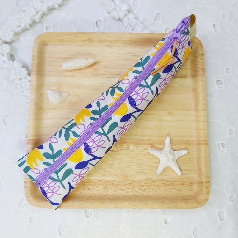 韩国紫色花花防水布拉链立体餐具袋 - 餐刀/叉/匙组合 - 防水材质 紫色