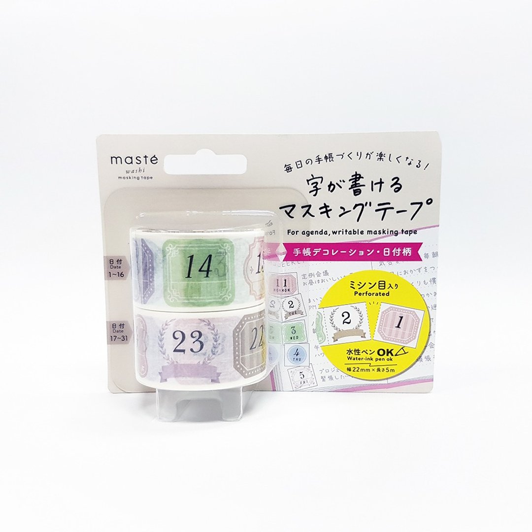 maste 写写手帐纸胶带 日付系列 / 简约 (MST-FA09-A) - 纸胶带 - 纸 多色