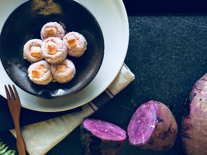 紫艳冬季紫心地瓜一口奶酪球(16颗/盒) - 蛋糕/甜点 - 新鲜食材 紫色