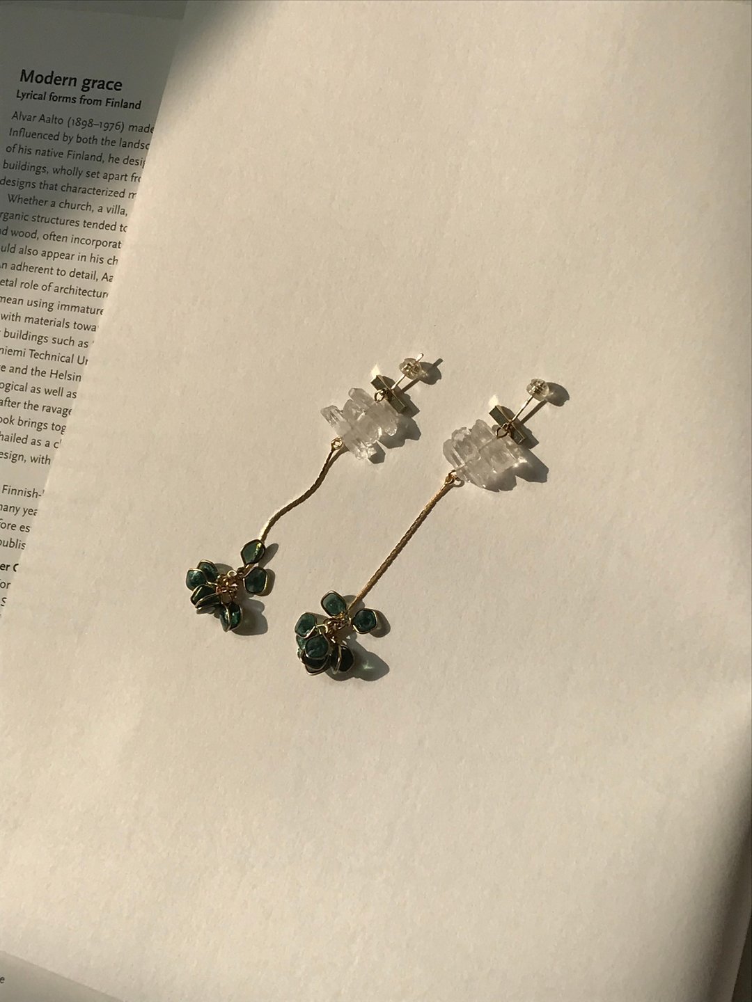 圣诞团聚耳环/耳夹可 - 耳环/耳夹 - 水晶 绿色