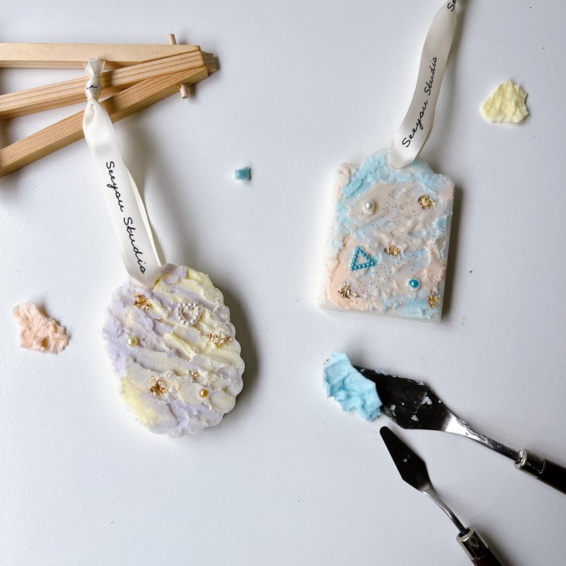 【香氛蜡片挂饰(定制化)】渲染渐层油画款(可自选香味) - 香薰/精油/线香 - 蜡 多色