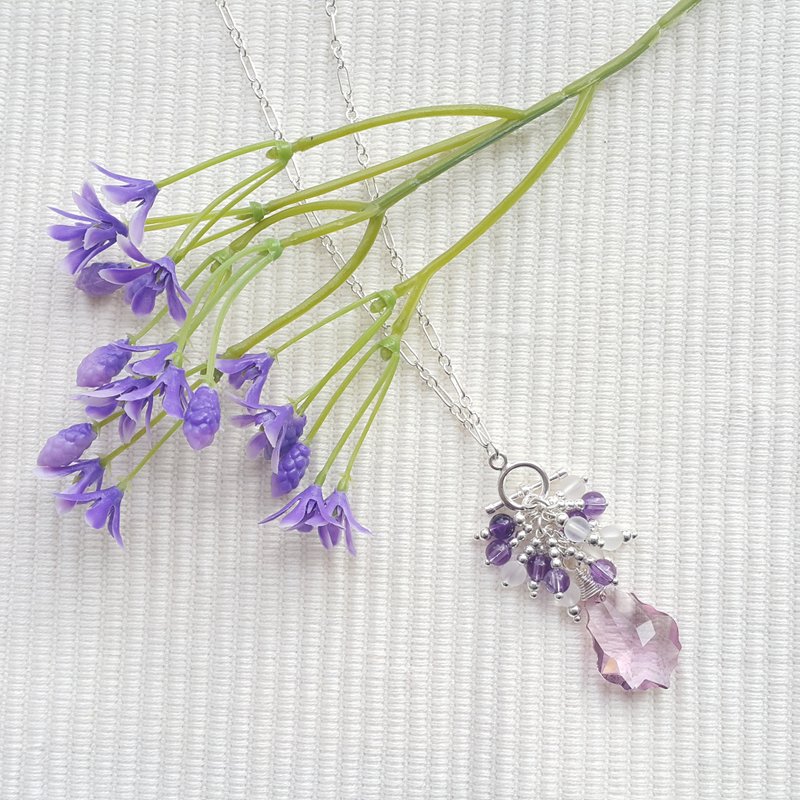 暗紫不规则水滴水晶项链 - 项链 - 其他材质 紫色