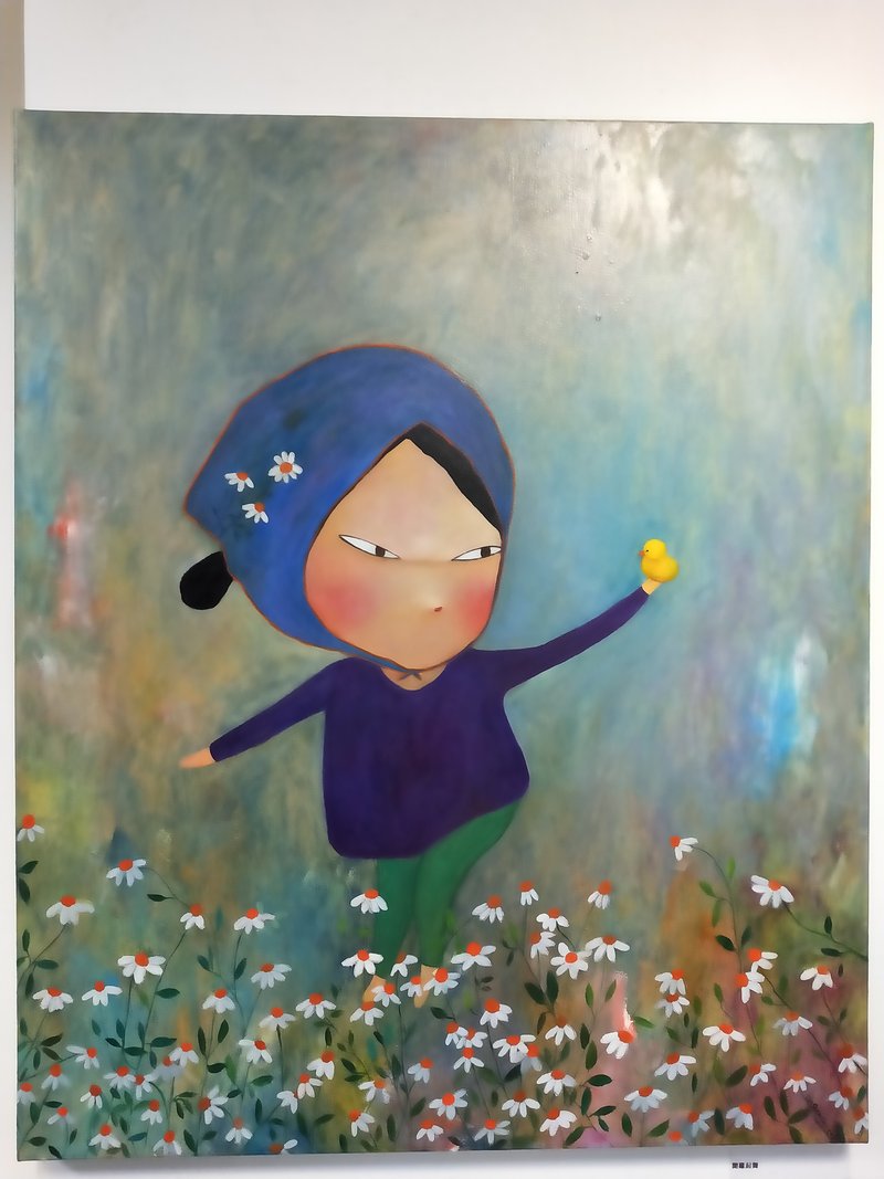 林圣曦油画创作原作     闻鸡起舞 - 海报/装饰画/版画 - 棉．麻 绿色