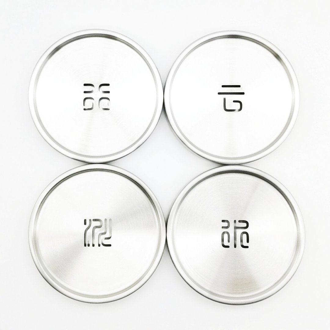 不锈钢杯垫套装 一套4件  行云流水 - 杯垫 - 其他金属 