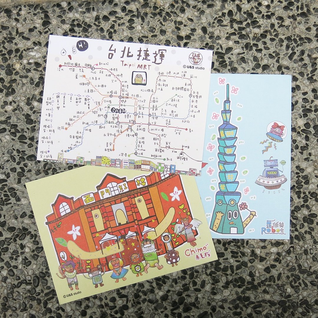 台北好东西明信片 3张组 - 卡片/明信片 - 纸 多色
