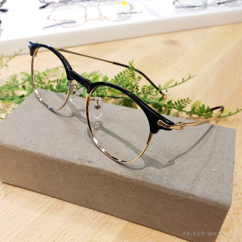 站内最高等级UV420滤蓝光0度眼镜│眉架透黑金配色小方圆款WM19 - 眼镜/眼镜框 - 其他金属 黑色