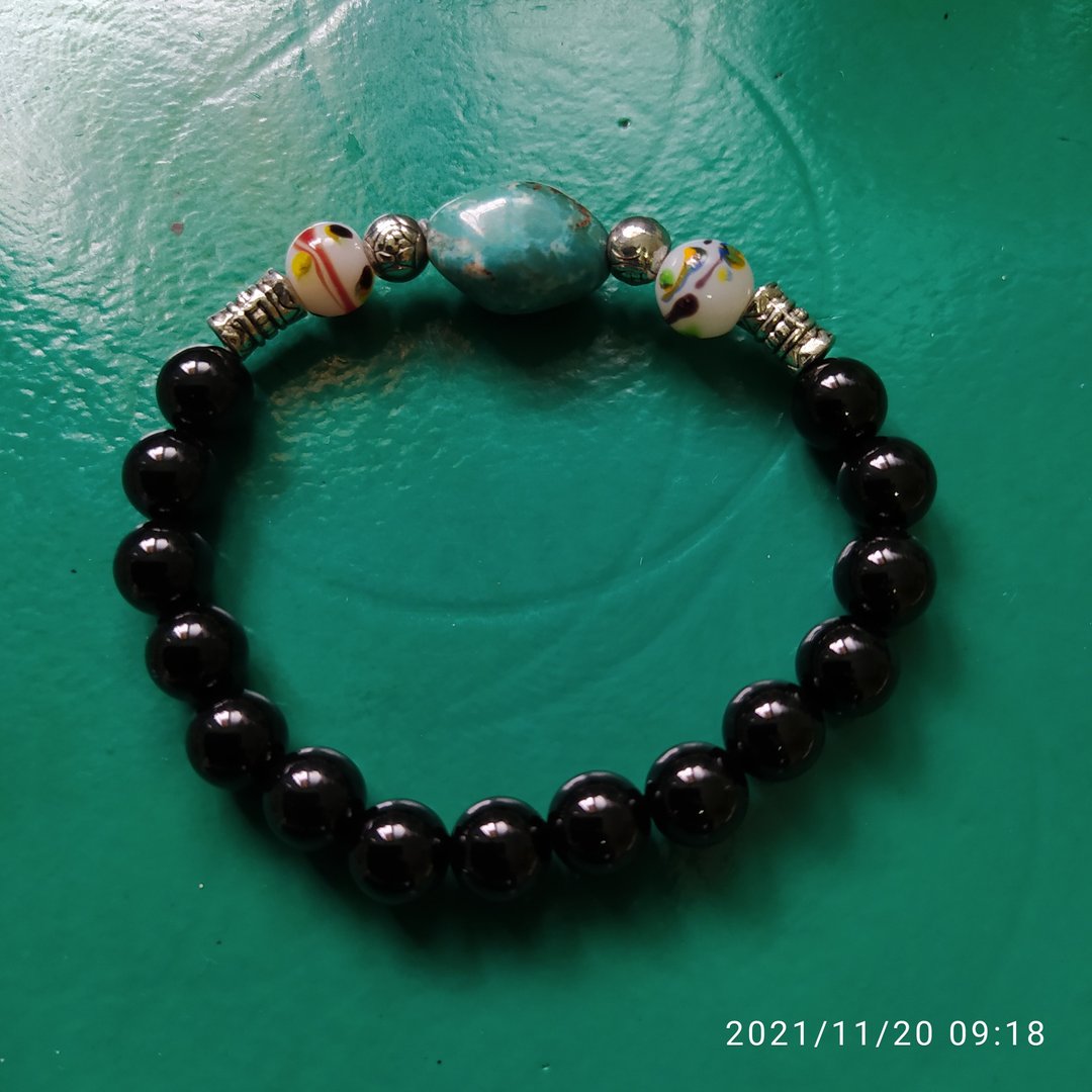 绿松黑马脑 - 手链/手环 - 宝石 