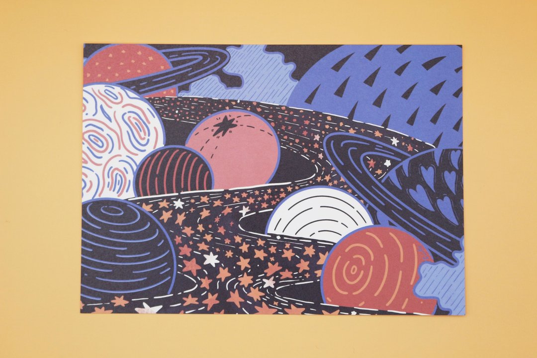 【明信片】星河 插画明信片 - 卡片/明信片 - 纸 多色