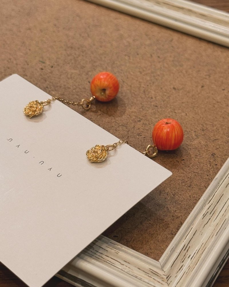 リンゴ玫瑰耳环物语 - 耳环/耳夹 - 其他材质 红色