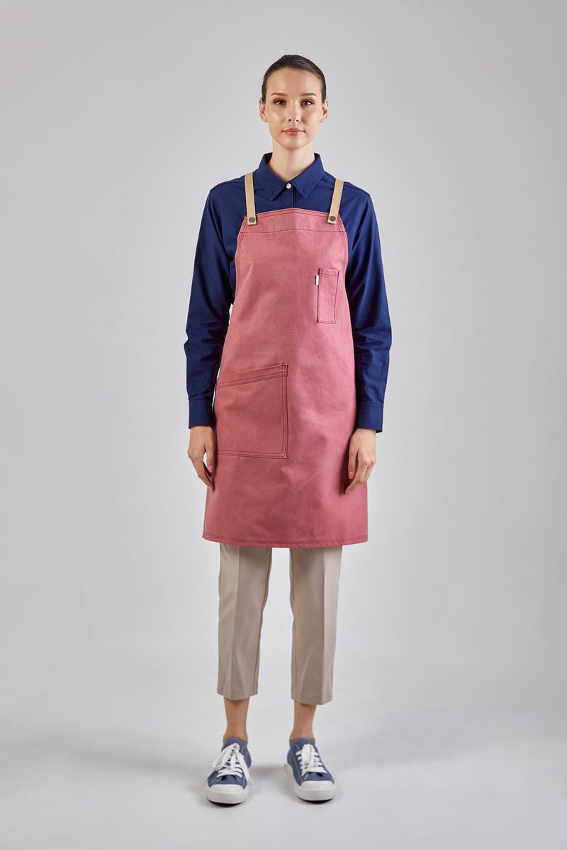 12C Cross Back Apron (玫瑰粉红) 工作服围裙 - 围裙 - 棉 粉红色