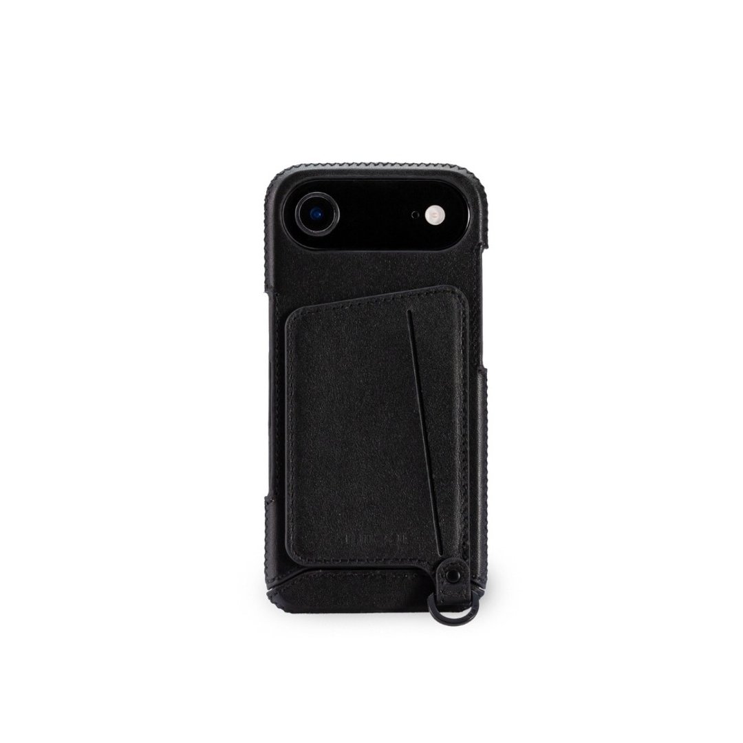 iPhone 17 Air 经典系列-磁吸站立卡袋手机皮套-碳黑 - 手机壳/手机套 - 真皮 黑色