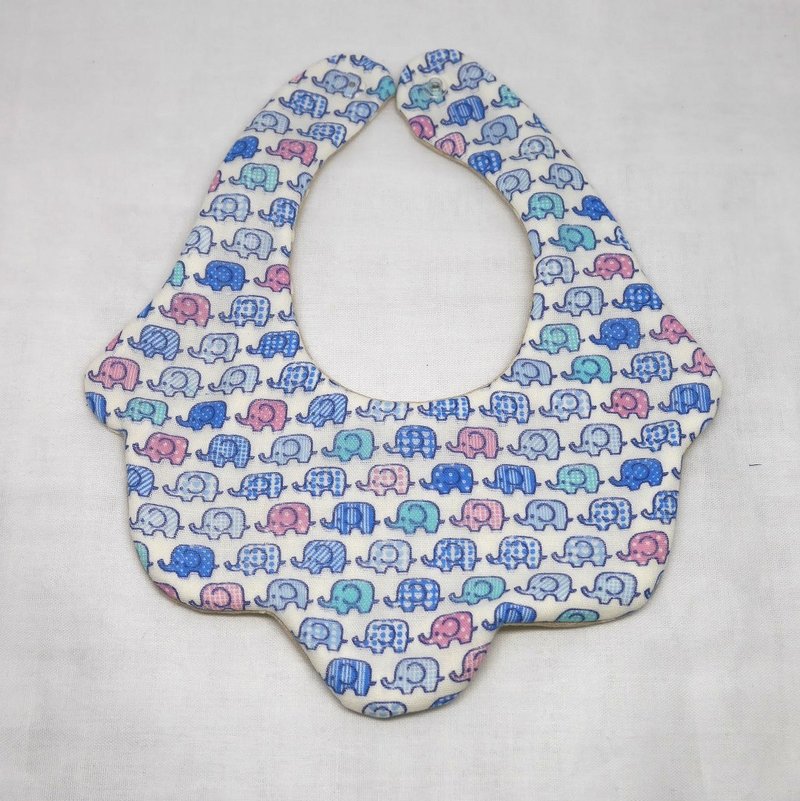 Japanese Handmade 8-layer-gauze Baby Bib/elephant - 围嘴/口水巾 - 棉．麻 蓝色