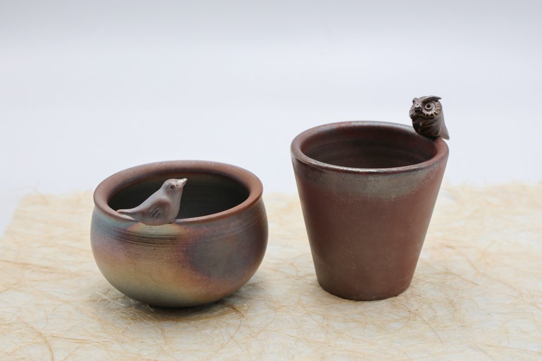 \夏日神器/【莺歌烧】传壶工坊 - 动物系列小茶杯 (鸟、猫头鹰) - 茶具/茶杯 - 陶 