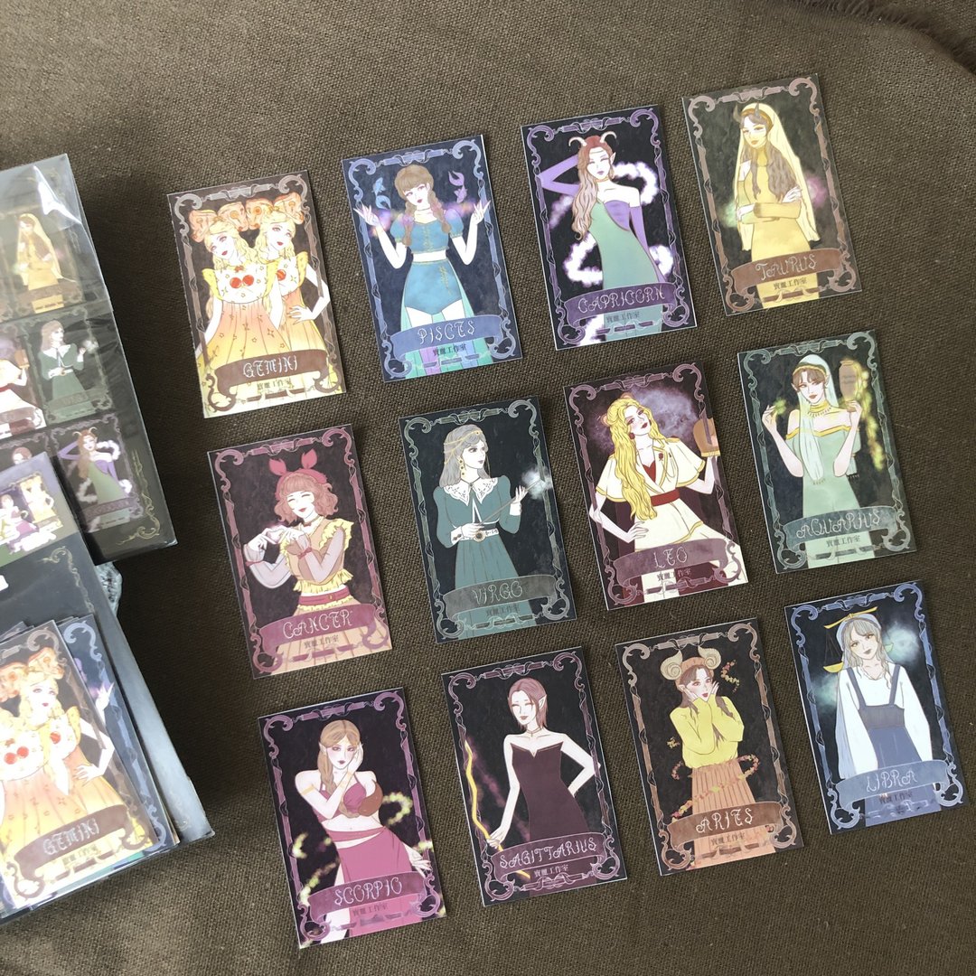 宝丽的十二星座系列 初代星座塔罗牌款贴纸 12款入 - 贴纸 - 纸 黑色