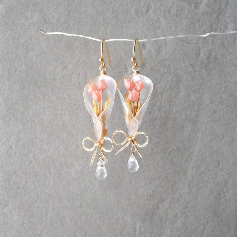 郁金香 Bouquet 耳环 / 耳夹 - 耳环/耳夹 - 树脂 粉红色