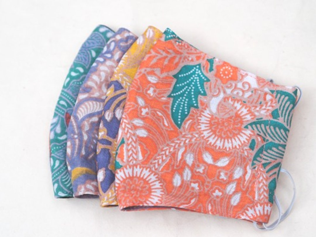 Selectable 2-piece set / pastel-colored batik pattern mask - 口罩 - 棉．麻 粉红色