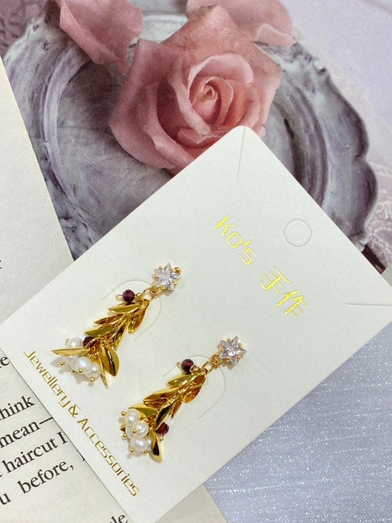海之颂天然珍珠耳饰 - 耳环/耳夹 - 其他金属 
