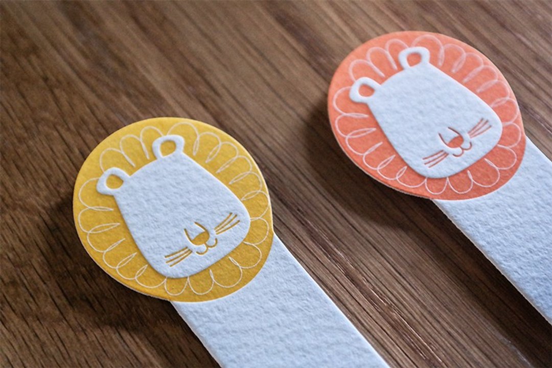 letterpress活版印刷动物书签 狮子书签 两只装 bookmark - 书签 - 纸 