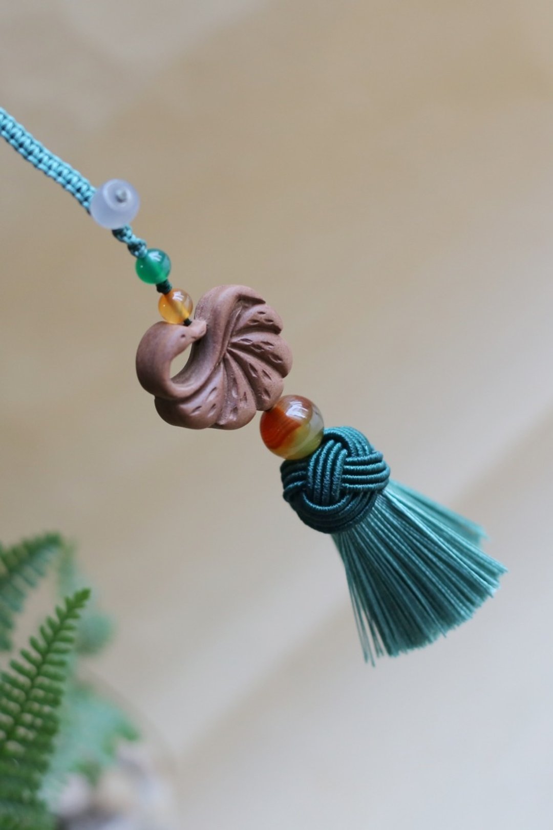 壹染指香品 | 天然合香 天鹅 短流苏 挂饰 | 一物一图 赠礼佳品 - 吊饰 - 植物．花 绿色
