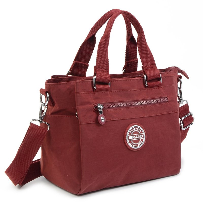 葡萄酒红_两用随身托特包_最强收纳有拉链可斜背_可调背带 - 手提包/手提袋 - 防水材质 红色