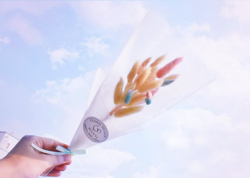 WANYI✿  (彩)幸福棉花糖花束-大   干燥花/兔尾草 不雕花/永生花/情人节/纪念日/婚礼布置/房间布置/拍摄道具 - 植栽/盆栽 - 植物．花 多色