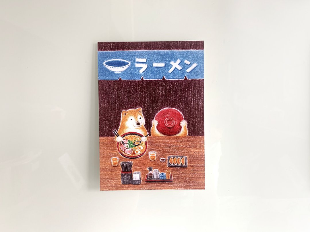 吃拉面 明信片 - 卡片/明信片 - 纸 咖啡色