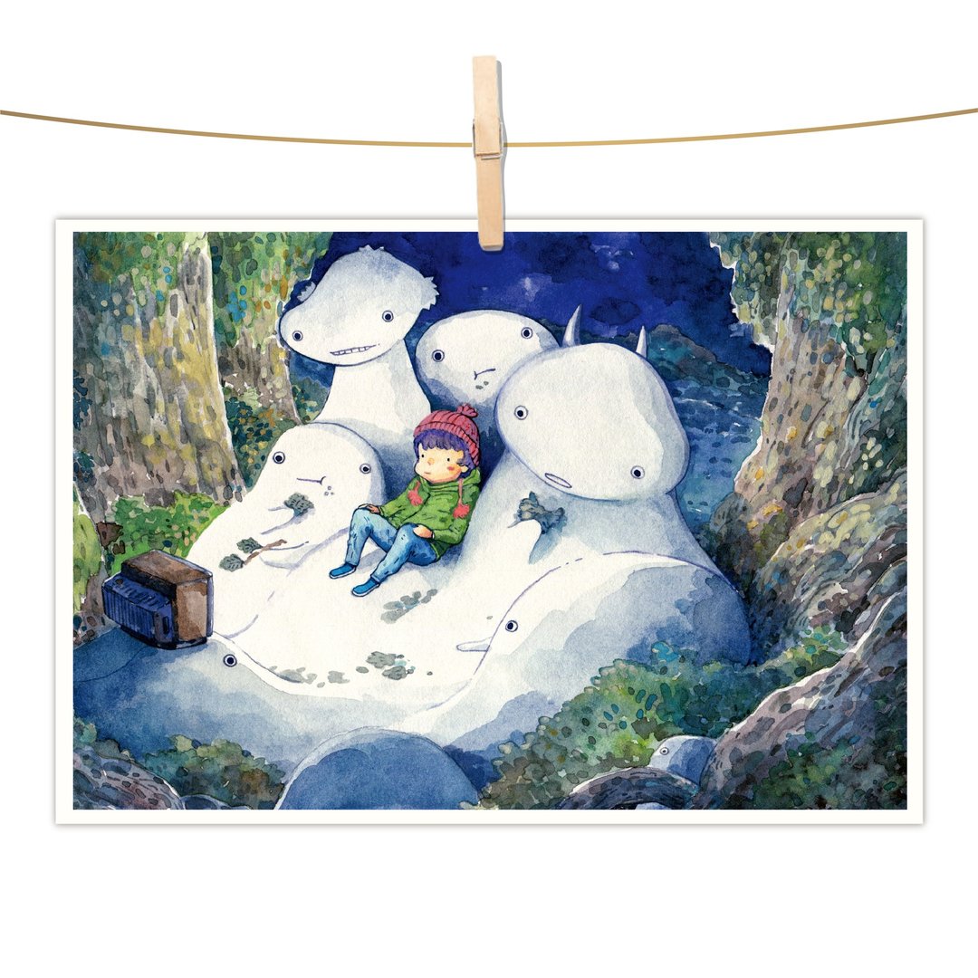 afu水彩插画明信片 - 一个人的节日 - 卡片/明信片 - 纸 蓝色