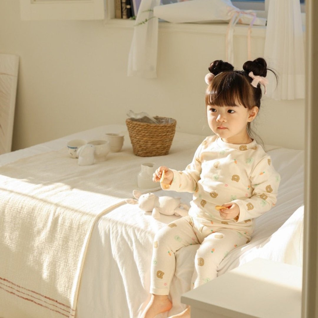 兔子和小熊纯棉婴儿家居服套装 - 童装上衣 - 棉 多色