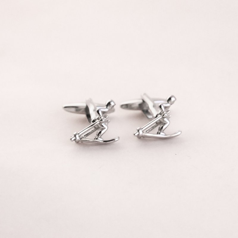 运动滑雪袖扣 Skiing Cufflink - 袖扣 - 其他金属 