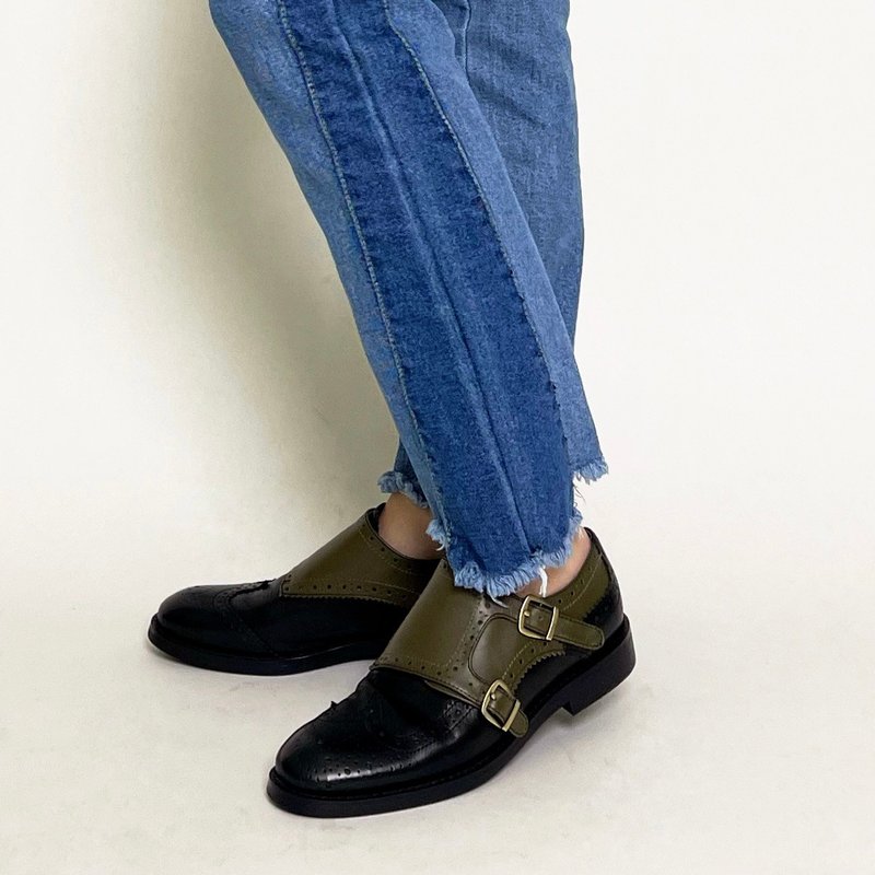 拼色孟克鞋  布达佩斯之旅 经典深黑墨绿 - 女款牛津鞋/乐福鞋 - 真皮 多色