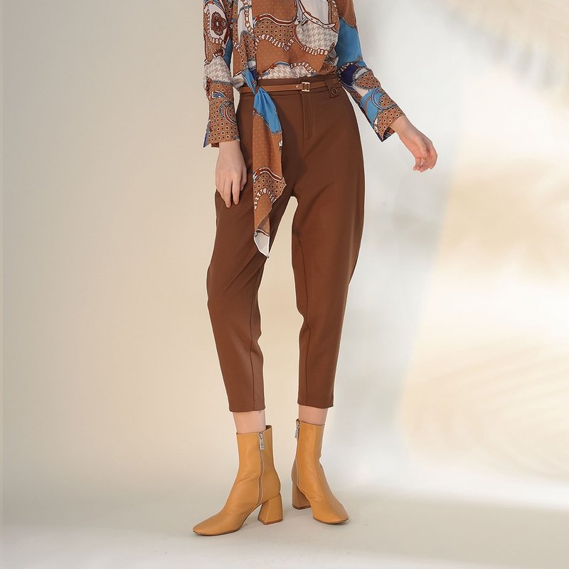 AVVJOY | 都會簡約修身俐落長褲(附腰帶) - 女装长裤 - 其他材质 