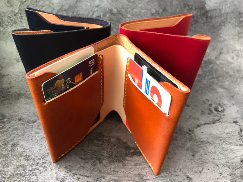 【Mini5】极简短夹-红 - 皮夹/钱包 - 真皮 红色