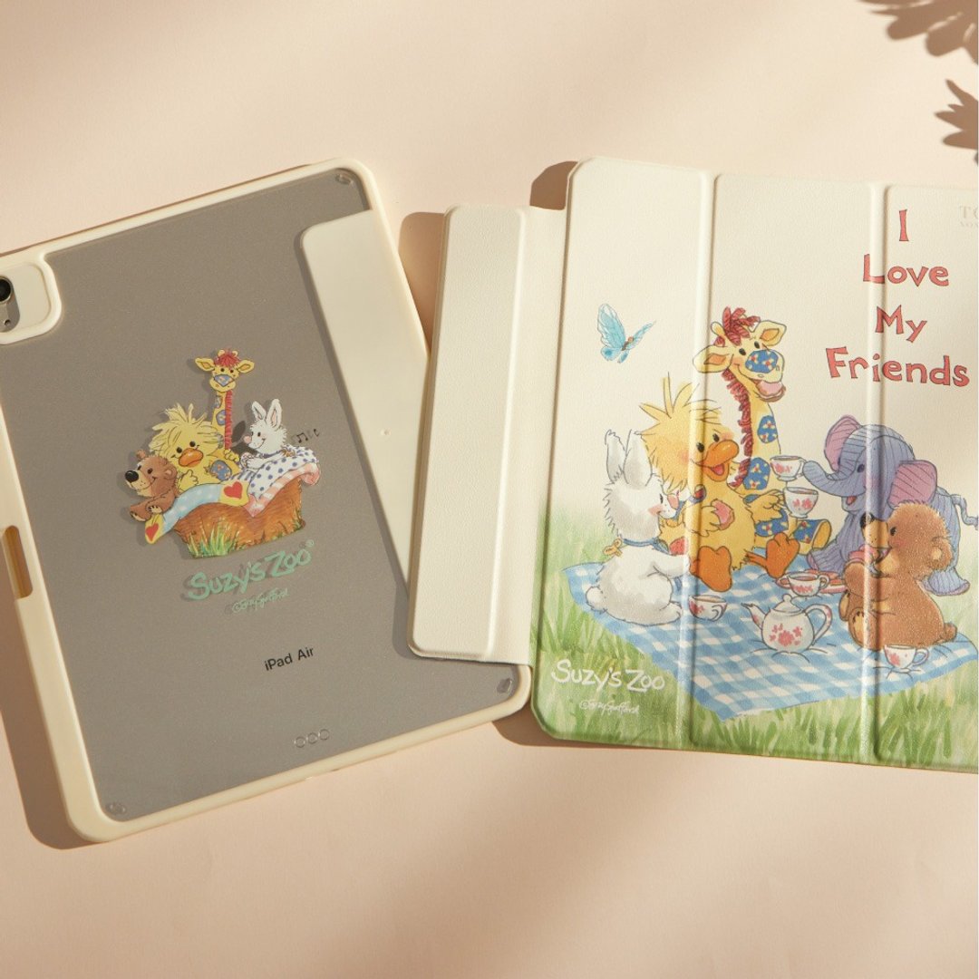 Suzy's Zoo 野餐时光强悍磁吸 iPad 三折/Y 折保护壳 - 平板/电脑保护壳 - 塑料 多色