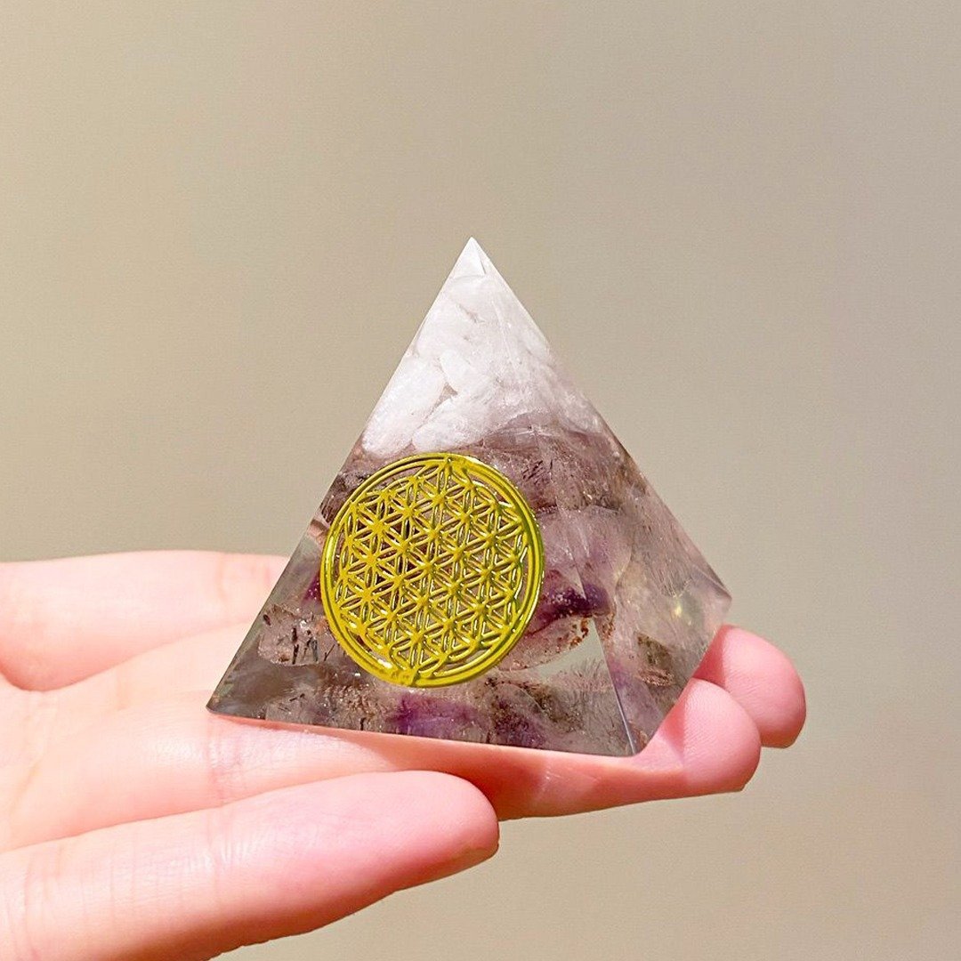 【月亮石+超级七】奥根能量塔Orgonite (6cm/5cm/4cm) - 摆饰 - 水晶 