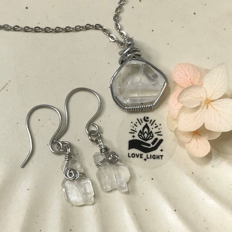 缝合水晶 疗愈水晶 项链 耳环 饰品组 - 项链 - 铜/黄铜 白色