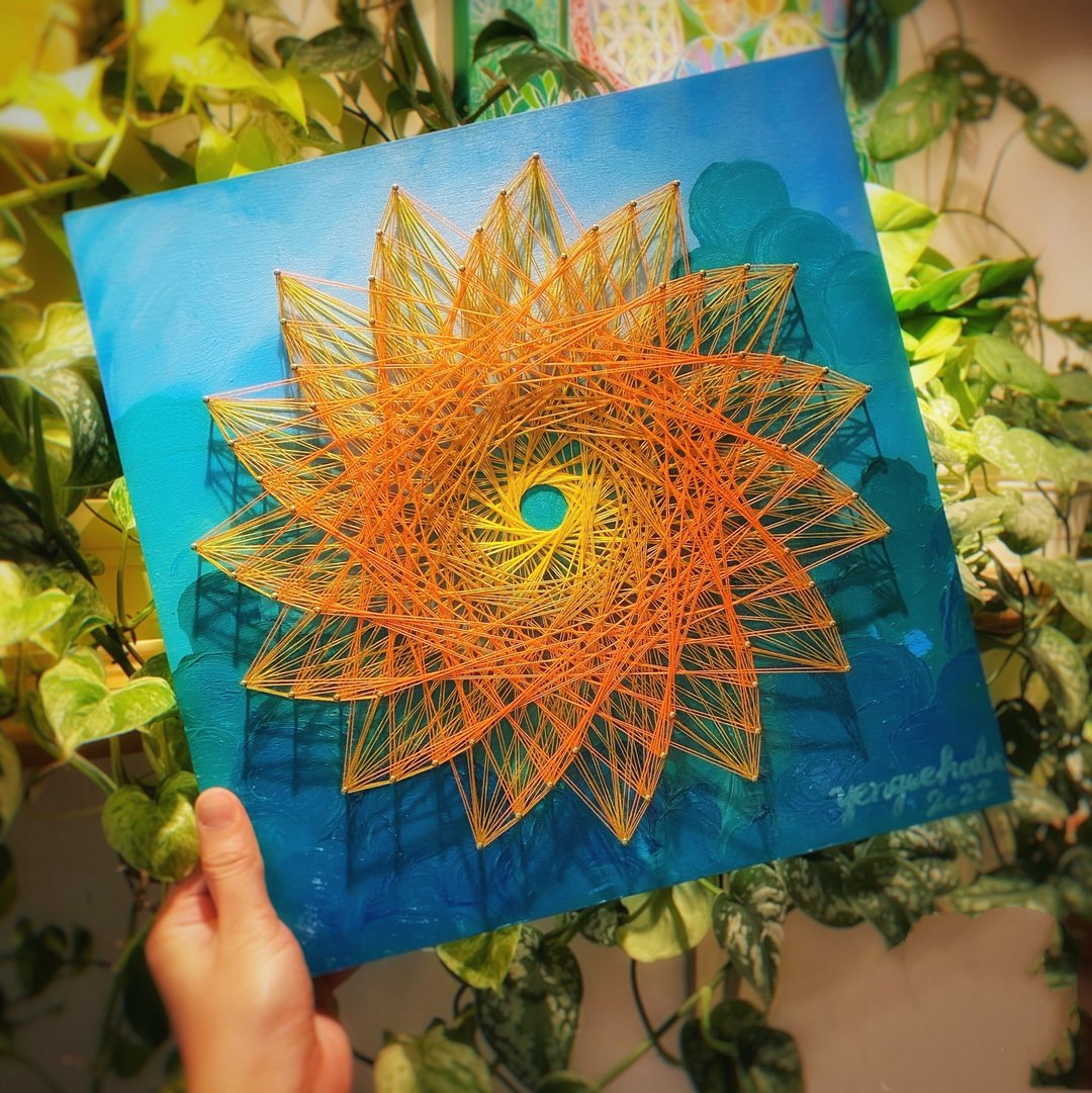 Stringart  艺术作品-和平的太阳 - 摆饰 - 其他材质 多色