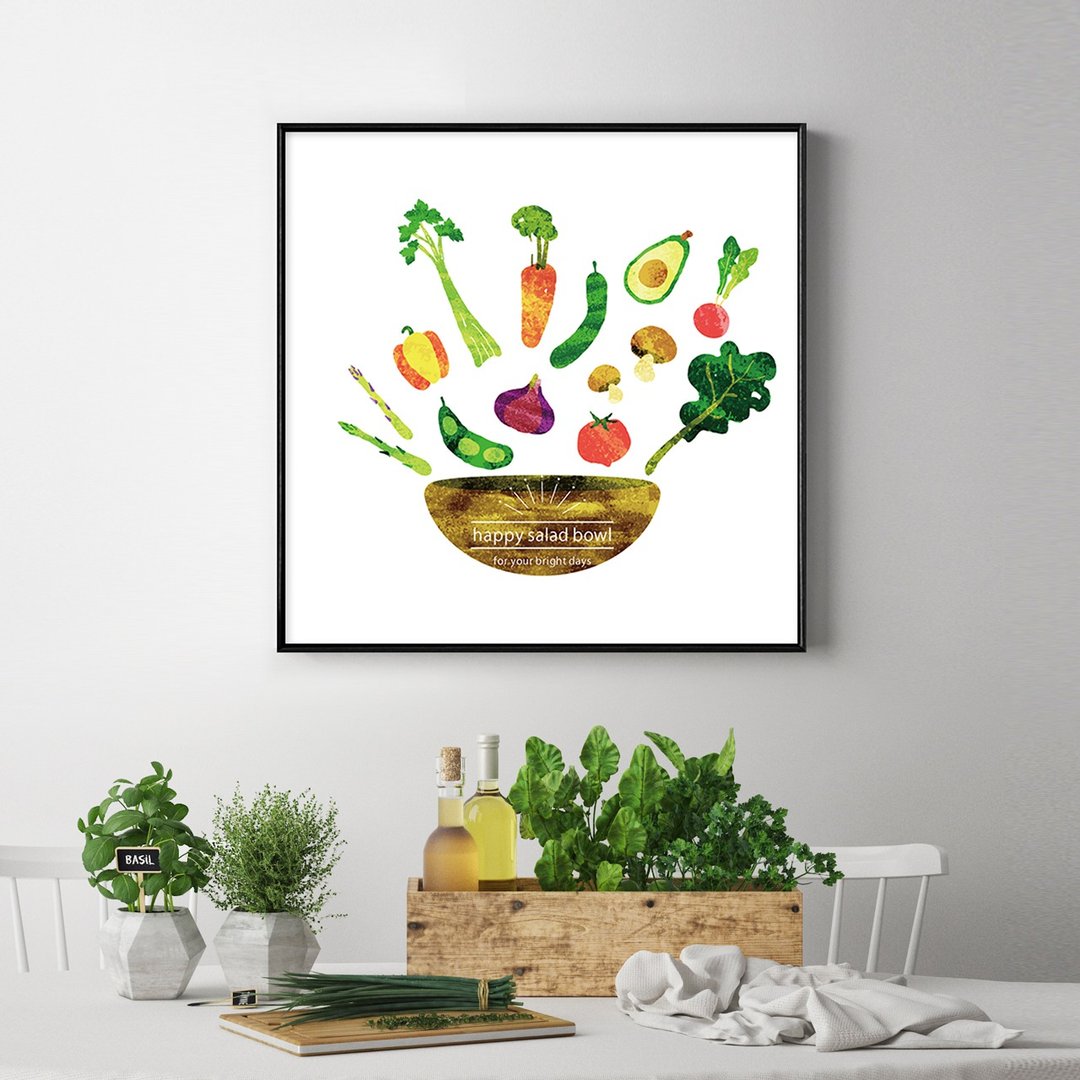 Happy Salad Bowl-蔬菜/方形挂画/餐厅布置/家庭布置/北欧/蔬果 - 海报/装饰画/版画 - 棉 绿色