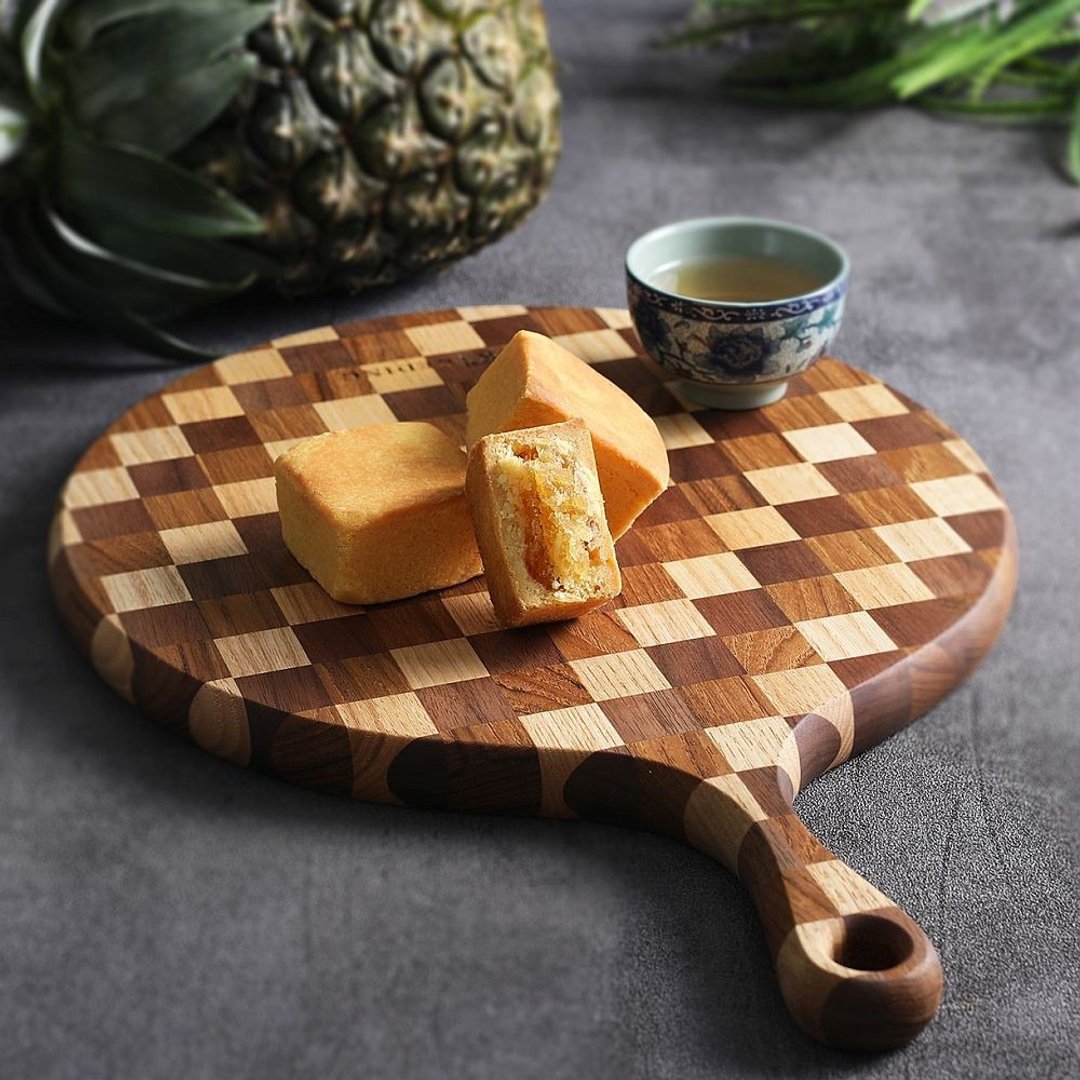 KD科定文创小品 | 木餐盘(大)_圆型格子款米棕色 - 汤勺/锅铲 - 木头 咖啡色