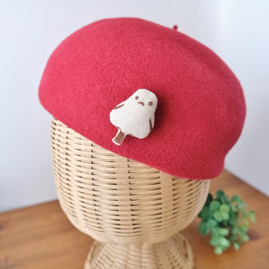 Go out together Shimaenaga brooch - 胸针 - 棉 咖啡色
