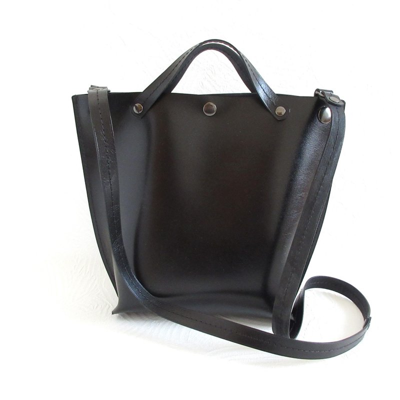 方便携带，牛皮，两用单肩包，光滑，黑，0153 - 侧背包/斜挎包 - 真皮 黑色