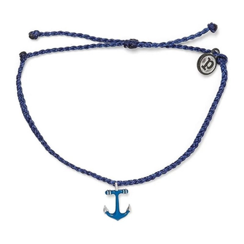 Pura Vida 美国手工 ANCHORS AWAY蓝色船锚 深蓝蜡线 - 手链/手环 - 防水材质 