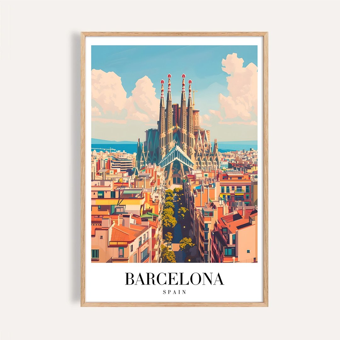 巴塞隆纳 圣家堂 Sagrada Família / 城市景观插画海报 挂画 - 海报/装饰画/版画 - 纸 