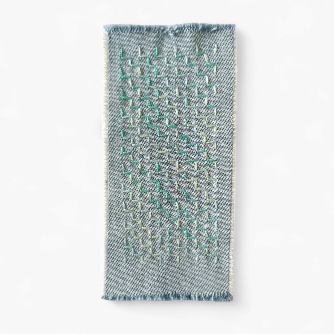 Sashiko 贴片采用回收牛仔布手工缝制而成。 - 编织/刺绣/羊毛毡/裁缝 - 棉 