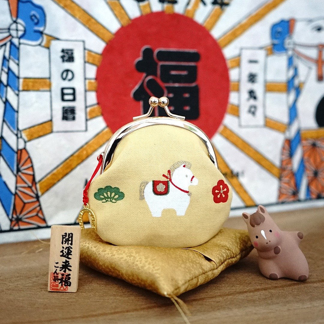 【马年限定】马蹄生金开运来福和风小口金包 - 零钱包 - 棉．麻 