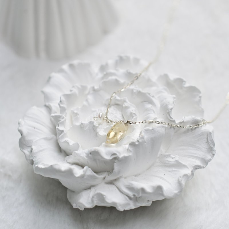 黄水晶-纯手工纯银项链 - 财富之石、乐观、自信、新的开始 - 项链 - 水晶 黄色