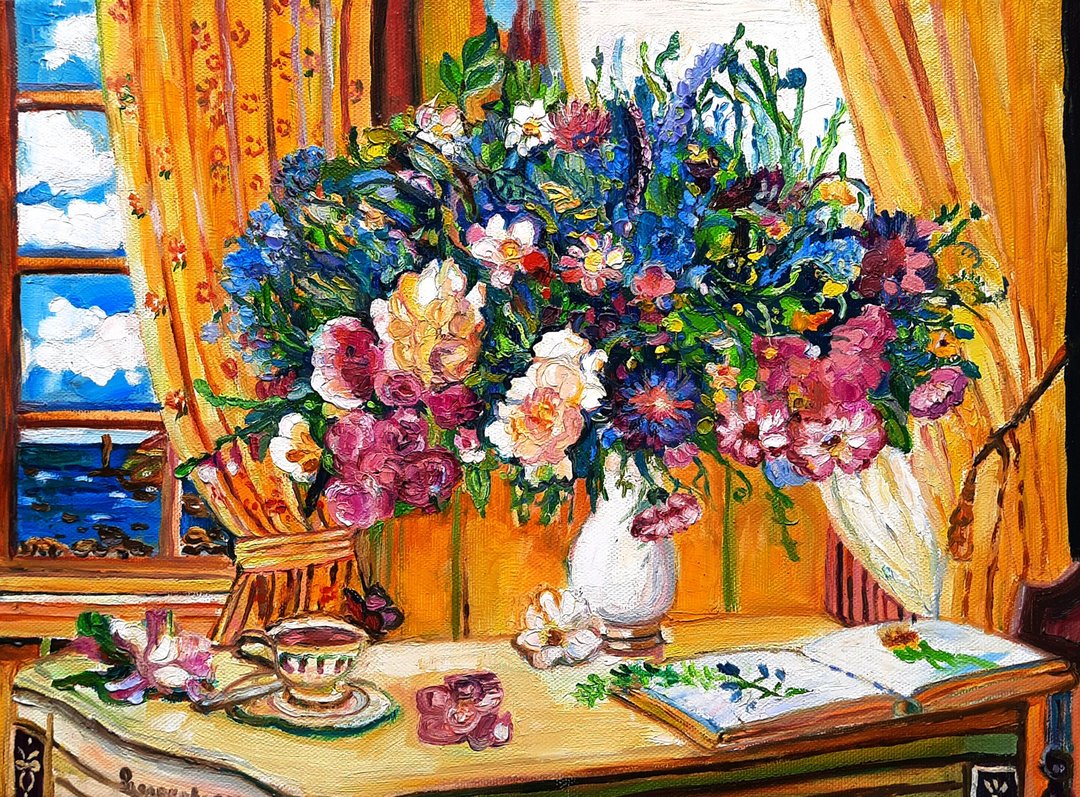 Floral Art Still Life  Painting  Original Oil Art Wall Decor Oil On Canvas - 墙贴/壁贴 - 其他材质 多色