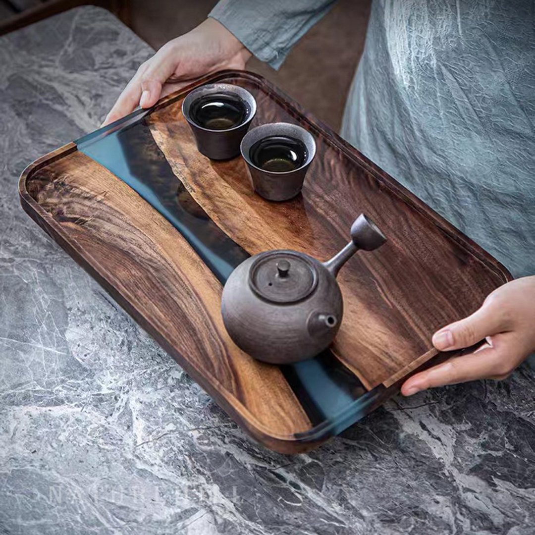 原木树脂干泡茶盘 / 胡桃木 - 茶具/茶杯 - 木头 