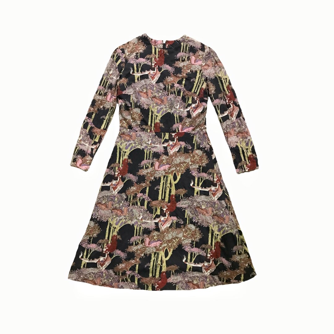 Vintage Japan Pattern Dress 古着日本松鼠花卉图腾洋装 - 洋装/连衣裙 - 其他材质 多色