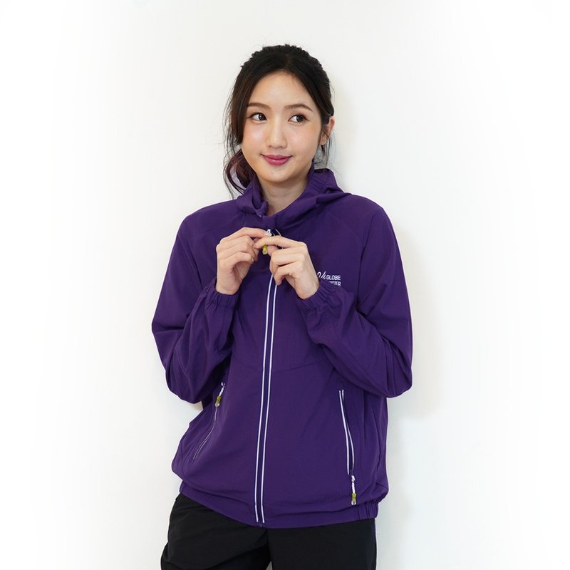 中性款防风防泼水抗UV反光连帽外套GJ10019深紫 - 女装休闲/机能外套 - 聚酯纤维 紫色